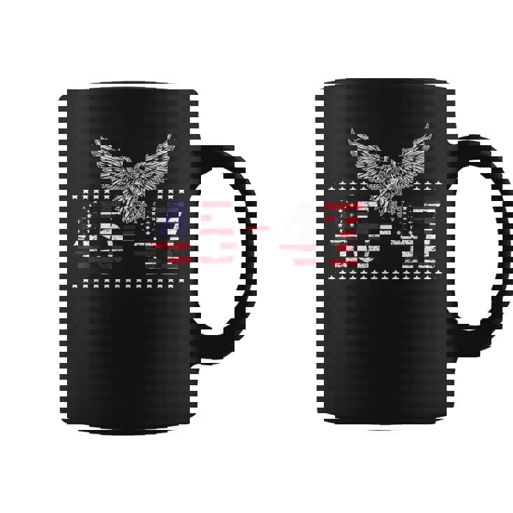 Trump 2024 President 45 And 47 American Flag Trump 2024 Coffee Mug