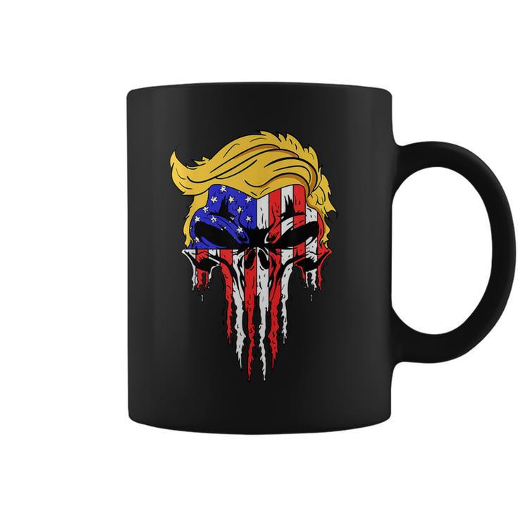 Trump Skull Usa Flag Hair  President Coffee Mug