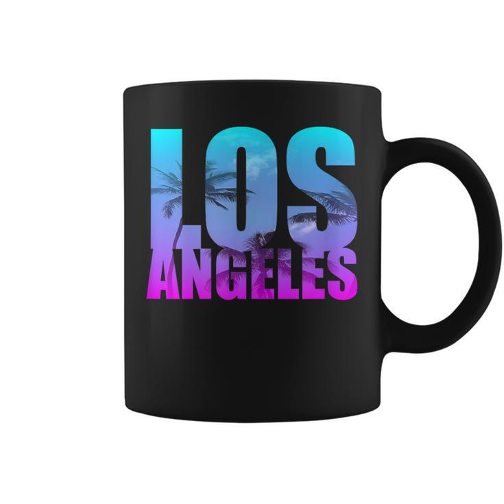 Turquoise Pink Tropical Palm Tree Los Angeles Coffee Mug