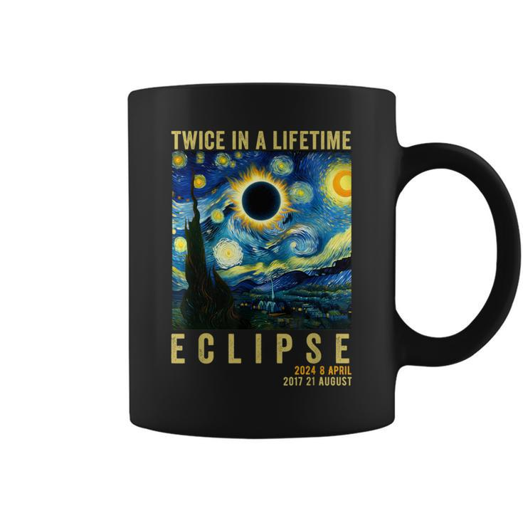 Twice In Lifetime Eclipse April 8 2024 Starry Night Van Gogh Coffee Mug
