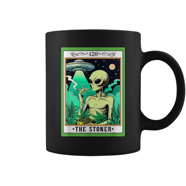 Ufo Alien Smoking Cannabis Weed 420 The Stoner Tarot Card Coffee Mug