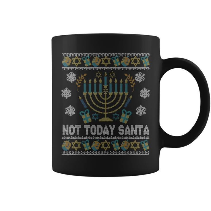 Ugly Hanukkah Sweater Not Today Santa Jewish Women Coffee Mug