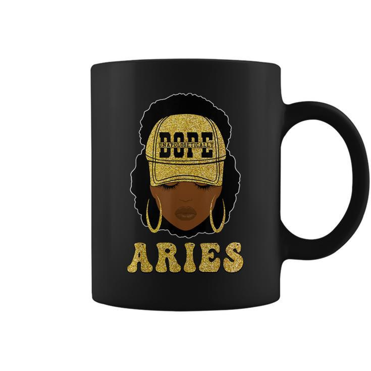 Unapologetically Dope Aries Queen Black Zodiac Coffee Mug