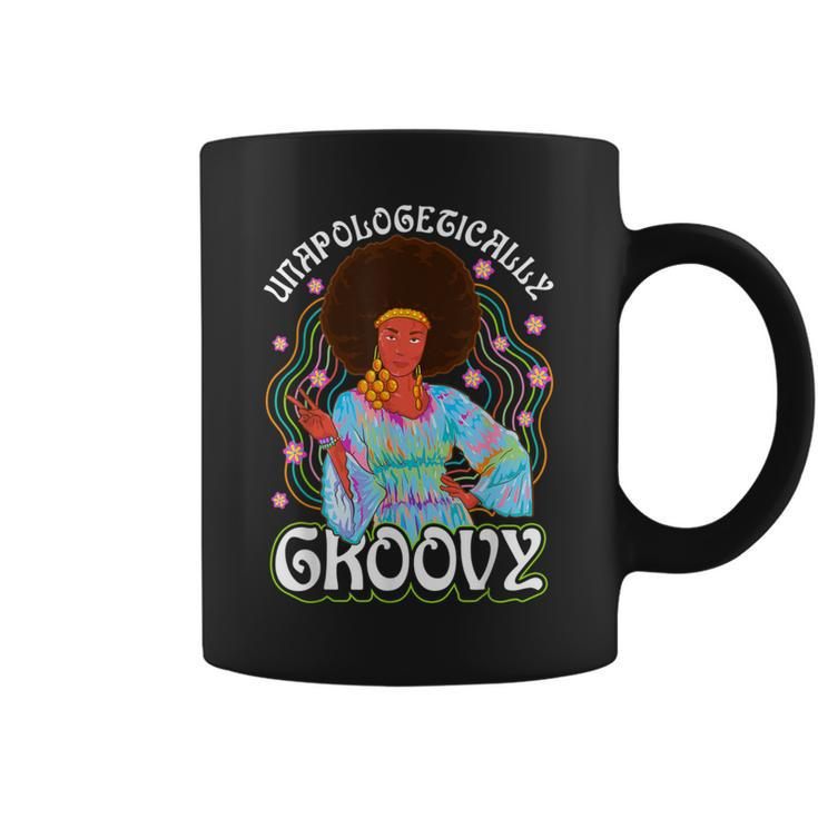 Unapologetically Groovy Black Woman 70S Dance Party Peace Coffee Mug