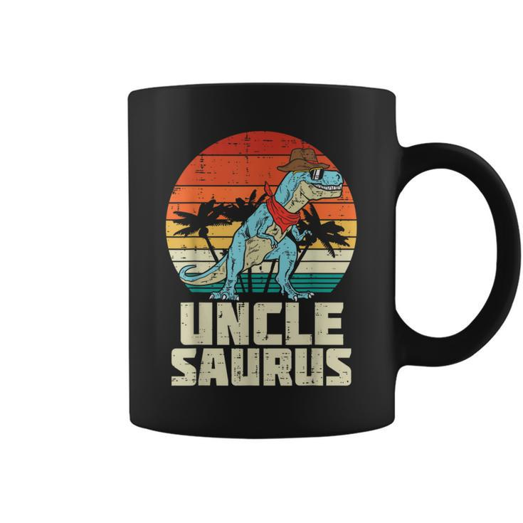 Unclesaurus Trex Dinosaur Sunset Retro Fathers Day Dino Men Coffee Mug