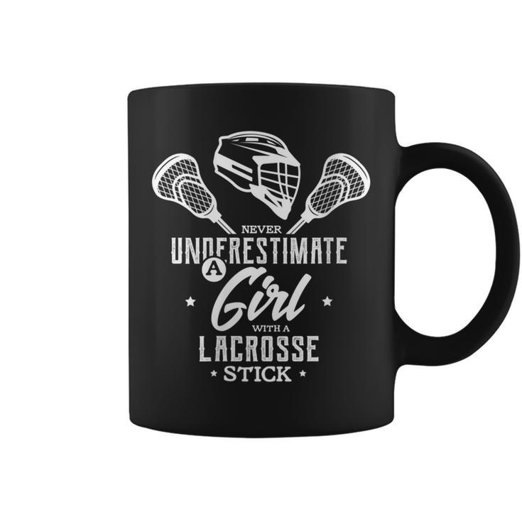 Never Underestimate A Girl With A Lacrosse Stick Coffee Mug