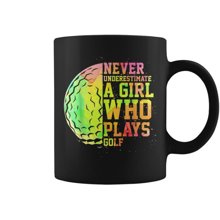 Never Underestimate A Girl Who Plays Golf Sports Lover Coffee Mug