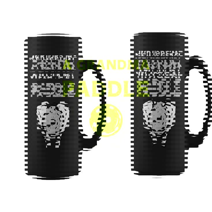 Never Underestimate Grandma With Pickleball Paddle Women Coffee Mug