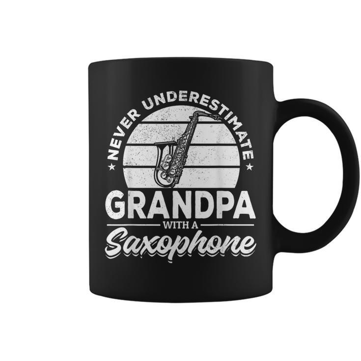 Never Underestimate Grandpa With A Saxophone Sax Player Coffee Mug