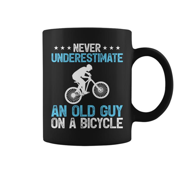 Never Underestimate An Old Guy On A Bicycle Cycling Biker Coffee Mug