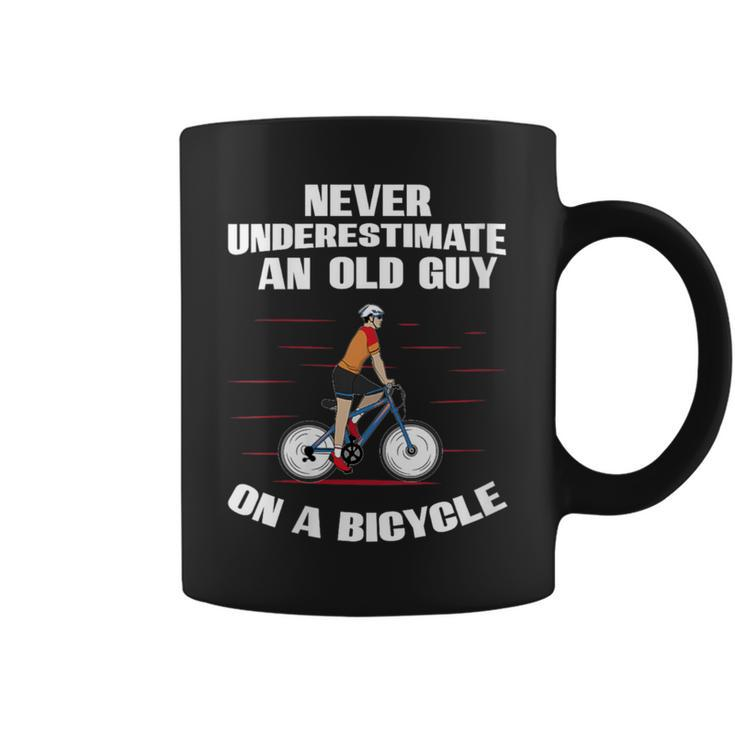 Never Underestimate An Old Guy On A Bicycle Fathers Day Coffee Mug