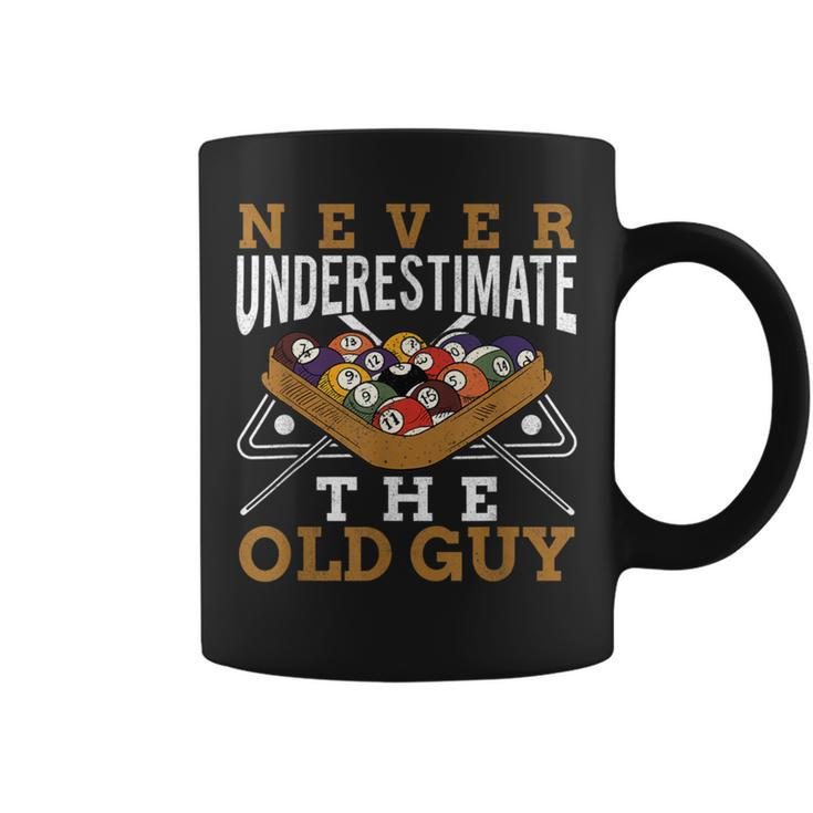 Never Underestimate The Old Guy Retro Pool Billiards Grandpa Coffee Mug