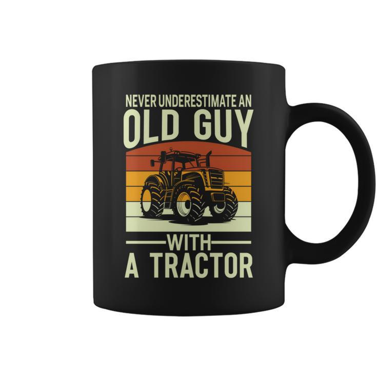 Never Underestimate An Old Guy With A Tractor Farmer Coffee Mug