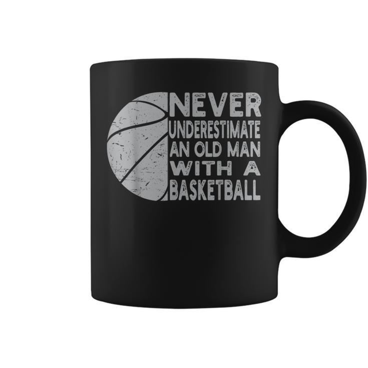 Never Underestimate An Old Man With Basketball Coach Grandpa Coffee Mug