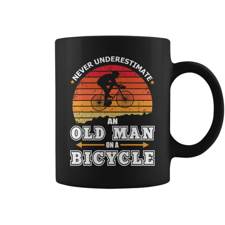 Never Underestimate An Old Man On A Bicycle Retired Cyclist Coffee Mug