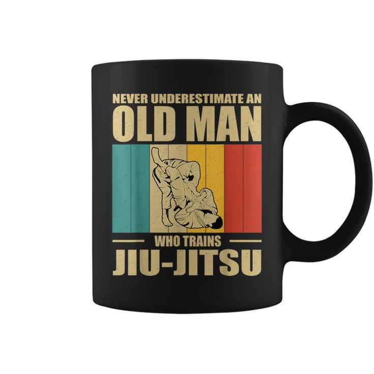 Never Underestimate An Old Man Bjj Brazilian Jiu Jitsu Sport Coffee Mug