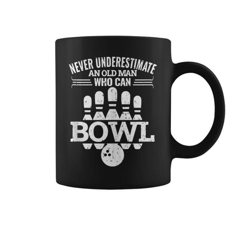 Never Underestimate An Old Man Bowlers Bowling For Men Coffee Mug