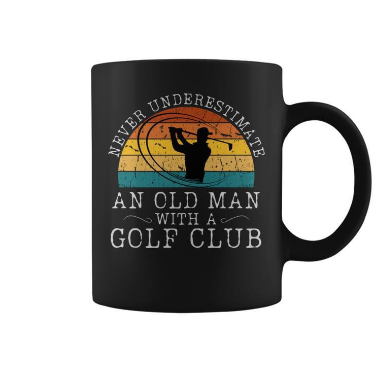 Never Underestimate An Old Man With A Golf Club Retro Sunset Coffee Mug