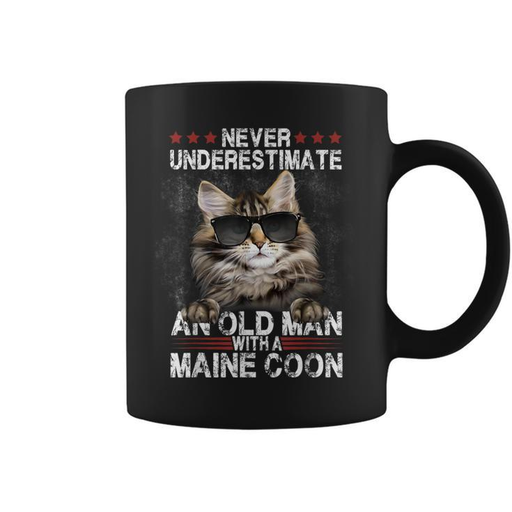 Never Underestimate An Old Man With A Maine Coon Cat Lovers Coffee Mug