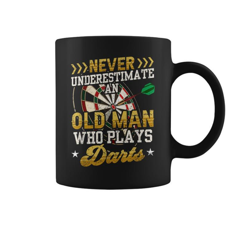 Never Underestimate An Old Man Who Plays Darts Darts Coffee Mug