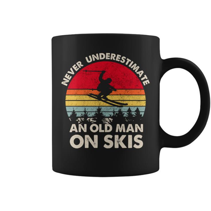 Never Underestimate An Old Man On Skis Retro Skier Coffee Mug