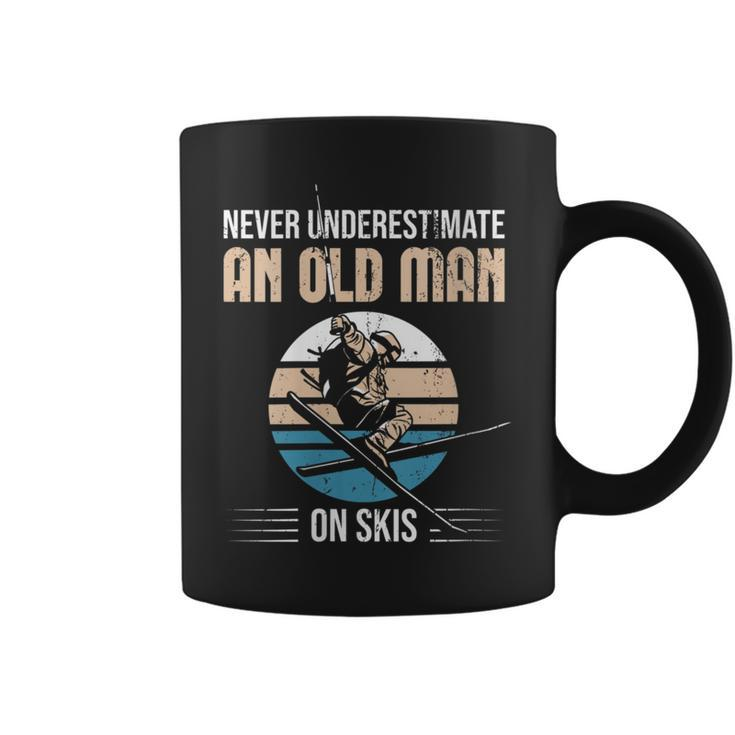 Never Underestimate An Old Man On Skis Old Man Ski Coffee Mug