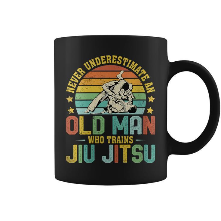 Never Underestimate An Old Man Who Trains Jiu Jitsu Mens Coffee Mug