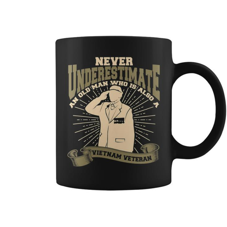 Never Underestimate An Old Man Us Flag Veteran Soldier Coffee Mug