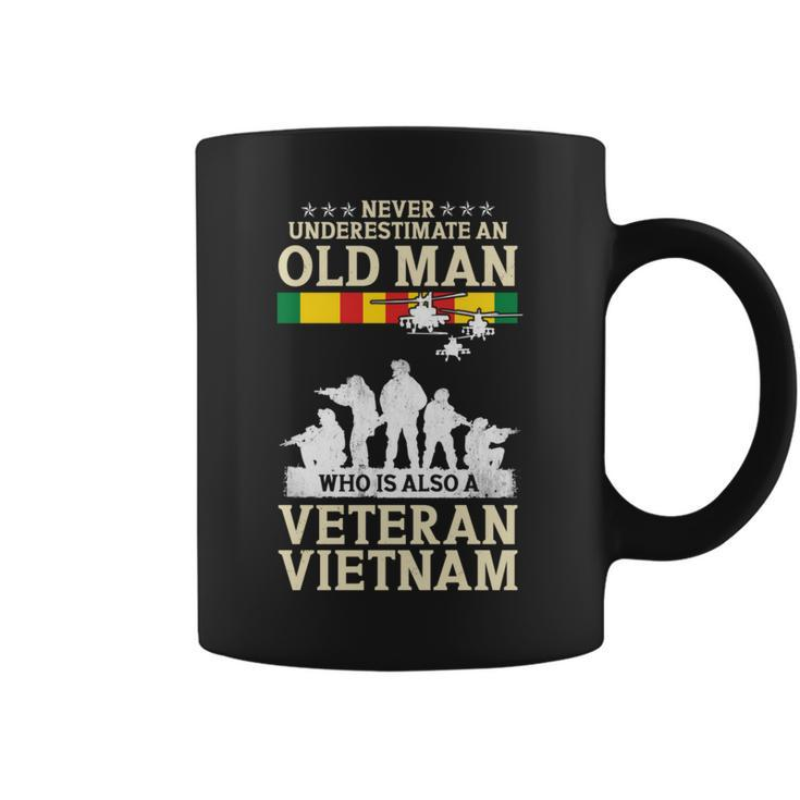 Never Underestimate An Old Man Vietnam Veteran Flag Retired Coffee Mug