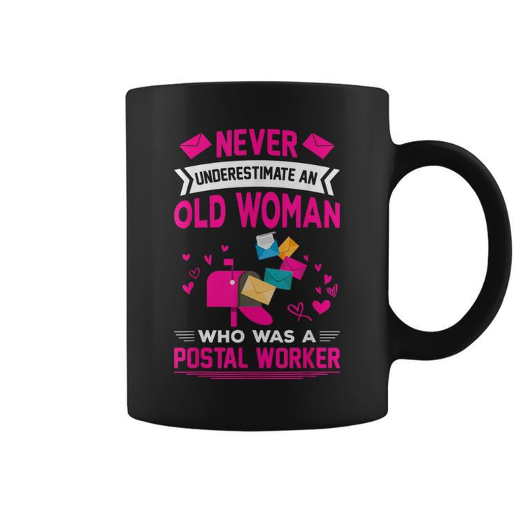 Never Underestimate A Woman Postal Worker Retired Retirement Coffee Mug