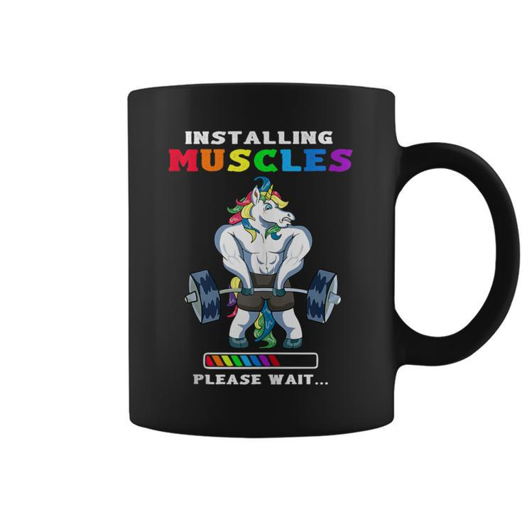 Unicorn Installing Muscles Please Wait Gym Coffee Mug