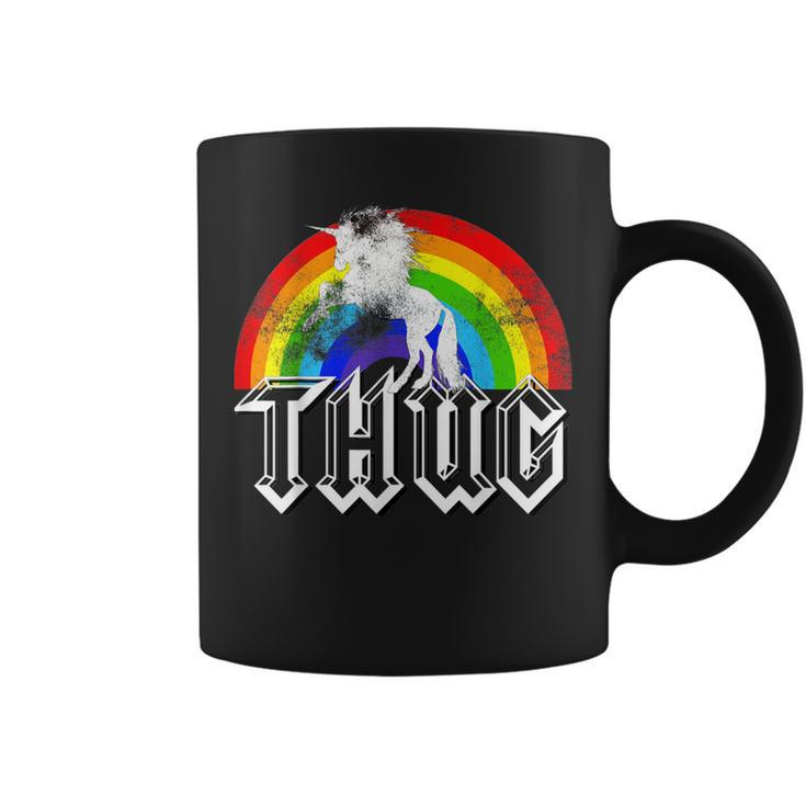 Unicorn Rainbow Thug  Distressed Coffee Mug