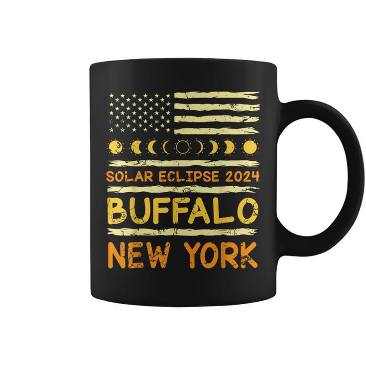 Us Flag American Total Solar Eclipse 2024 Buffalo New York Coffee Mug