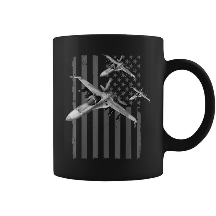 Us Jet Fighter Jet Squadron Pilot American Flag Graphic Coffee Mug