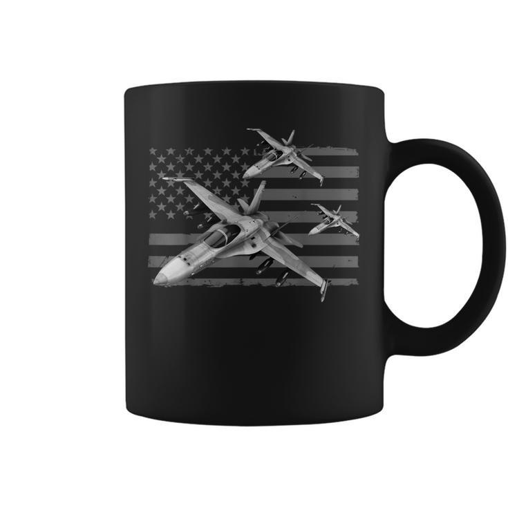 Us Jet Fighters Squadron American Flag Graphic Coffee Mug
