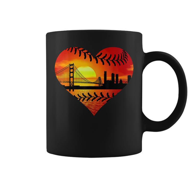 Us San Francisco Baseball Patriotic Baseball Vintage Heart Coffee Mug