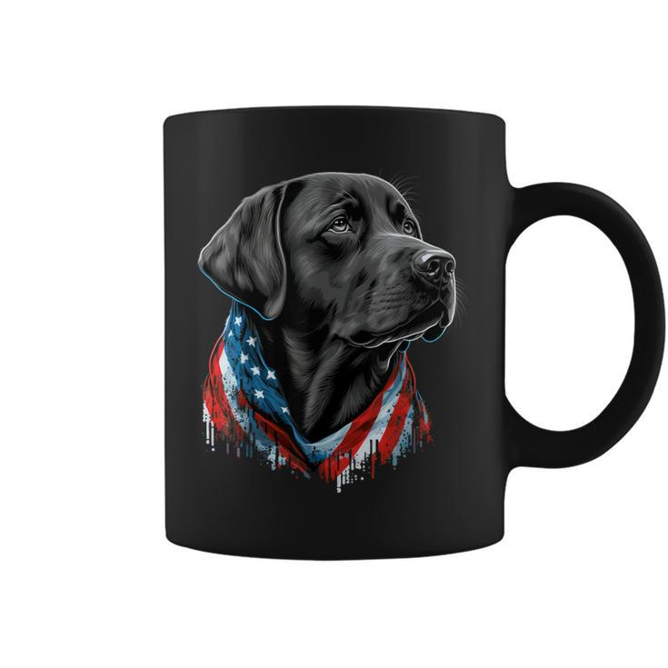 Usa 4Th Of July Black Patriotic American Labrador Retriever Coffee Mug