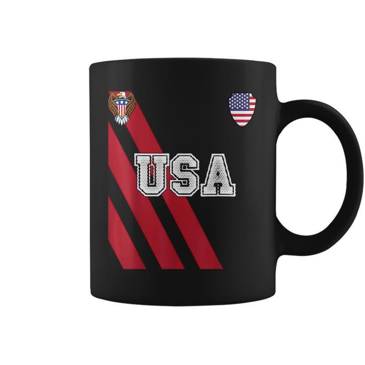 Usa America Soccer Jersey Red Blue Football Ball Travel Coffee Mug