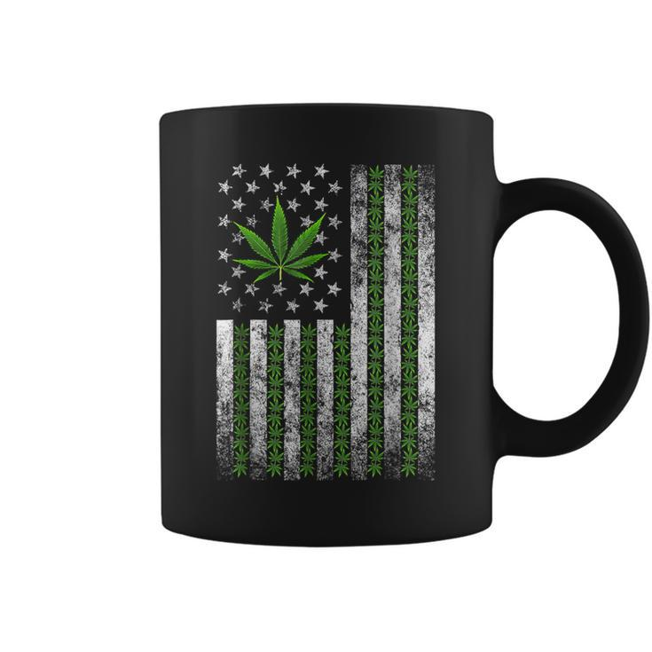 Usa Flag Marijuana Weed Leaf Flag Cannabis Stoner 420 Coffee Mug