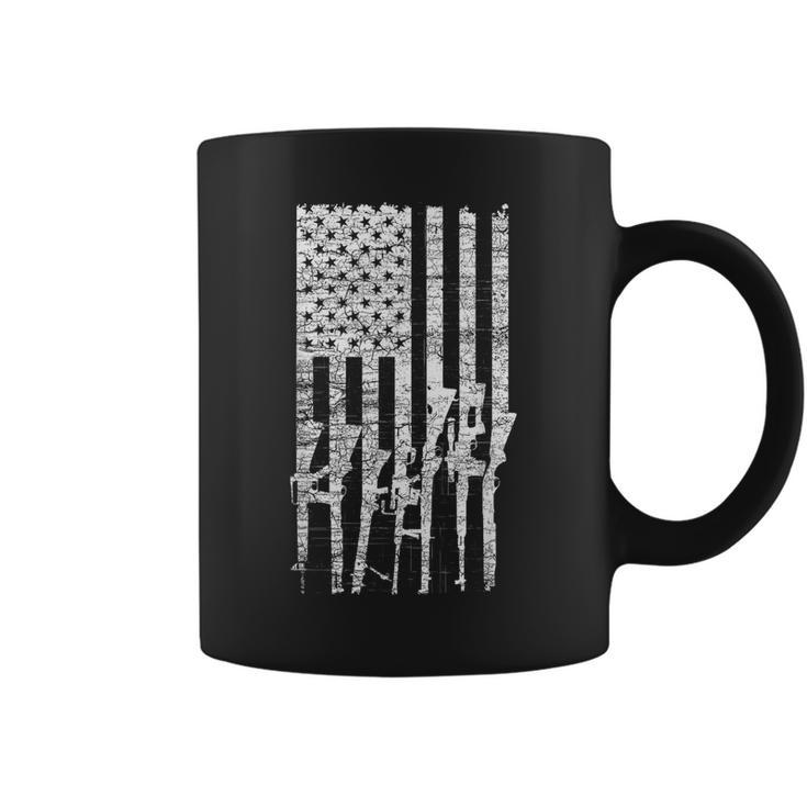 Usa Guns Weapons Flag Rifles Stripes Military White Coffee Mug