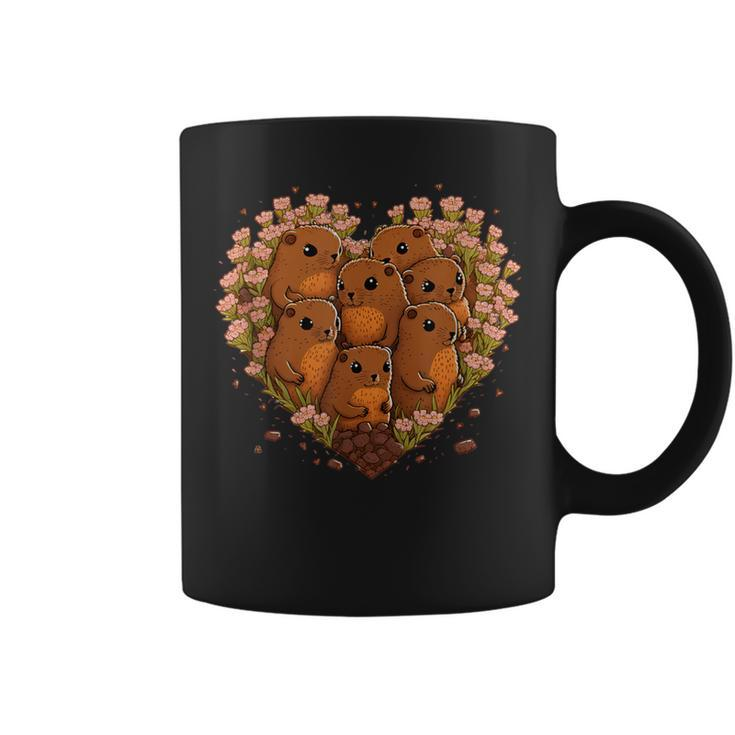 Valentine's Day Groundhog Heart Coffee Mug