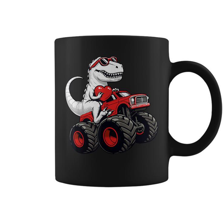 Valentines Day T Rex Riding Monster Truck Toddler Boys Coffee Mug