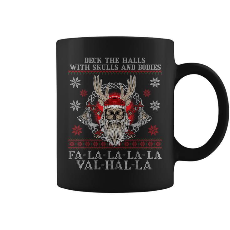 Viking Santa Deck The Halls With Skulls And Bodies Coffee Mug