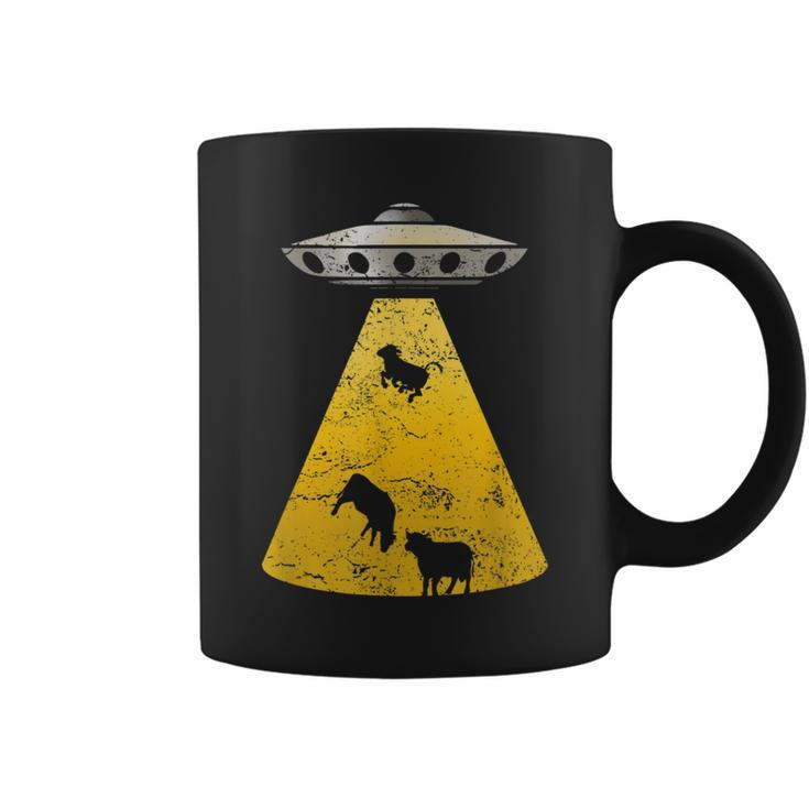 Vintage Alien Ufo Cow Abduction Roswell Retro T Yellow Coffee Mug