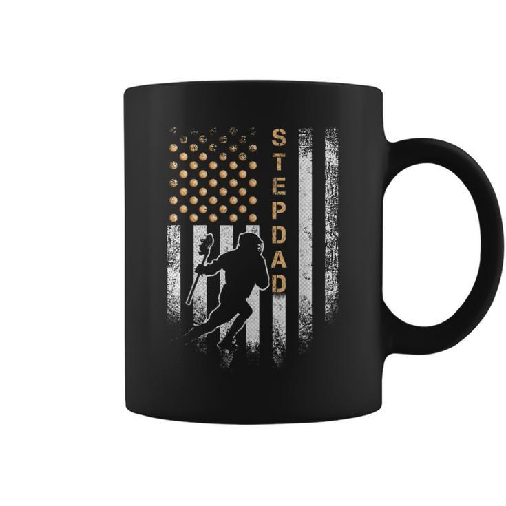 Vintage American Flag Proud Lacrosse Stepdad Lax Silhouette Coffee Mug