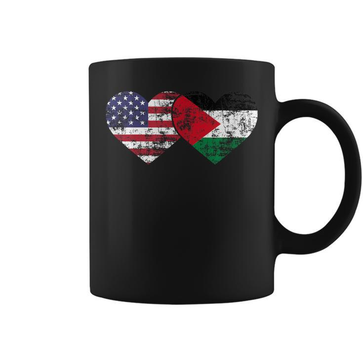 Vintage American Palestinian Flags Hearts Love Usa Coffee Mug