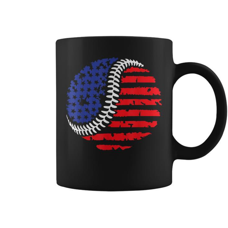 Vintage Baseball American Flag For Boys Girls Women Coffee Mug