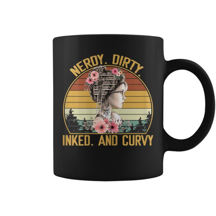 Vintage Books Lover Tattooed Girl Nerdy Dirty Inked Curvy Coffee Mug