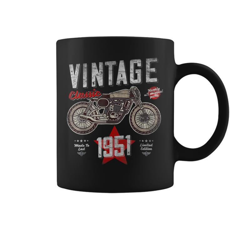 Vintage Born 1951 70Th Birthday Classic Retro Motorbike Coffee Mug