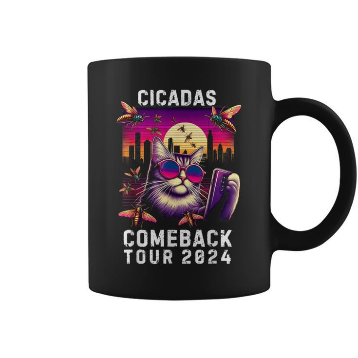 Vintage Cat Selfie With Cicada Comeback Summer Tour 2024 Coffee Mug